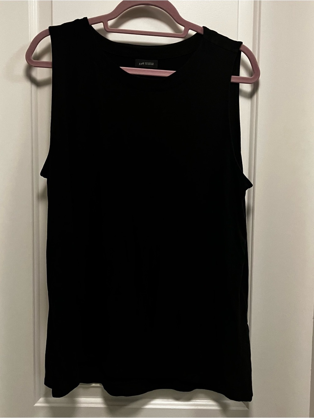 J. Jill Wearever Black Tank Top Sz XL Petite Rayon Lycra Blend Side Slits Soft